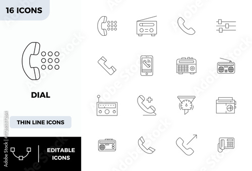 Distinctive pack of 16 PIXEL perfect vector icons inspired by Dial, crafted in Minimal Line format at 128x128 for memorable brand experiences.