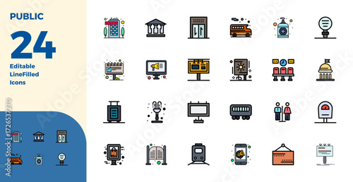 Distinctive pack of 24 PIXEL perfect vector icons inspired by Public, crafted in Duotone format at 128x128 for memorable brand experiences.