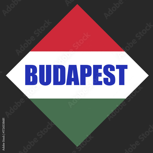 Hungarian-themed text design styled in the colours of the Hungary national flag—red, white, and green. Suitable for concepts related to Hungary, national identity, culture, European countries, patriot