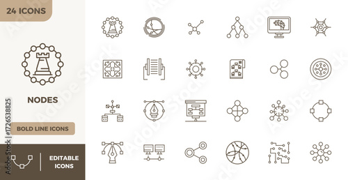 Artfully designed 24 Heavy Line PIXEL perfect vector icons for Nodes, delivered in 128x128 format for consistent visual excellence.