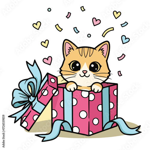 Cat with Heart Gift Box