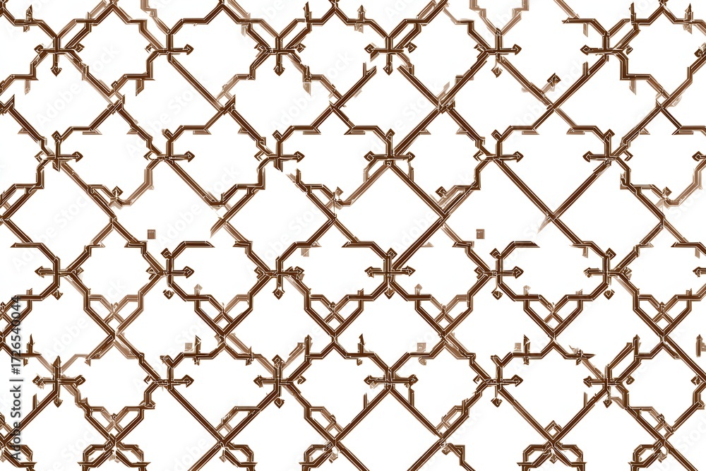 Fototapeta premium Geometric lattice pattern brown white