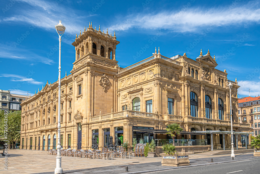 Fototapeta premium View at the Theatre of Victoria Eugenia in the streets of San Sebastian - Spain