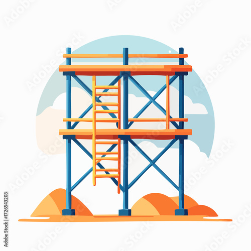Colorful Scaffolding Illustration for Construction or Renovation Projects