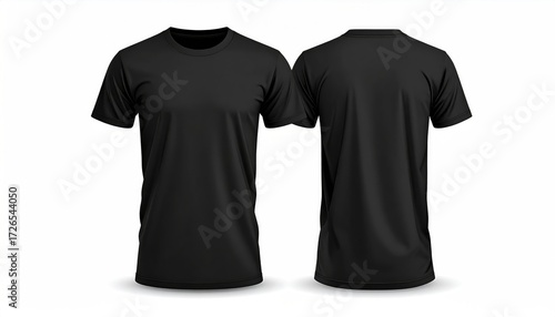 Blank black t-shirt mockup front and back view