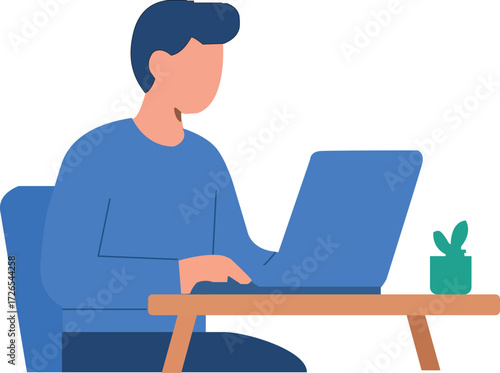 Man-Working-on-Laptop-at-Home-Office-Desk
