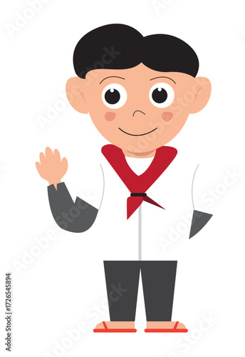 A Boy Wearing a Traditional Fiesta or Philippines Farmer Rural Clothing