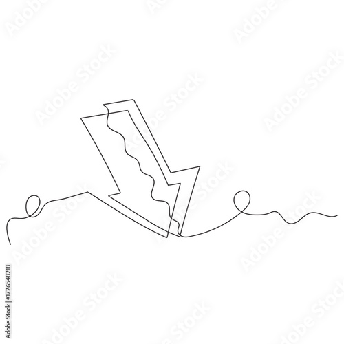 hand drawing doodle down arrow illustration in continuous line art style