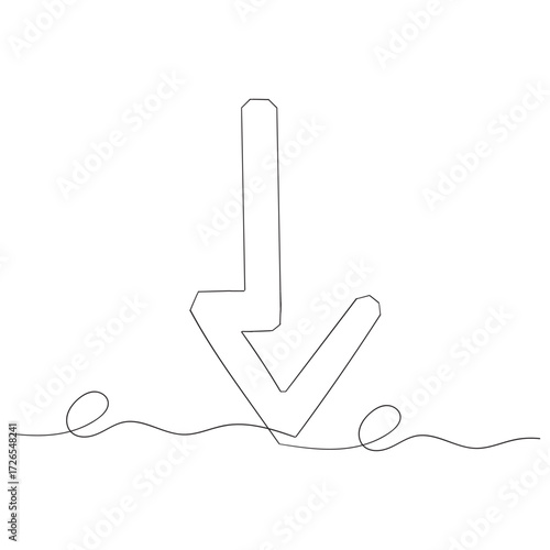 hand drawing doodle down arrow illustration in continuous line art style