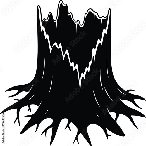 Vector Tree stump deadwood decay silhouette Illustrator