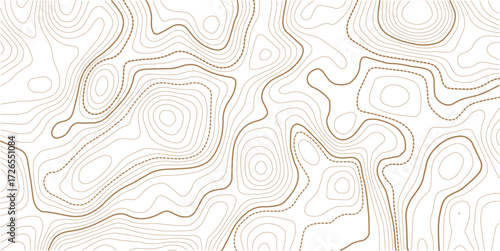 The topo contour or wallpaper. Mountain trail terrain or path. Vector illustration. Topographic gold luxury map background. Geographic abstract pattern.