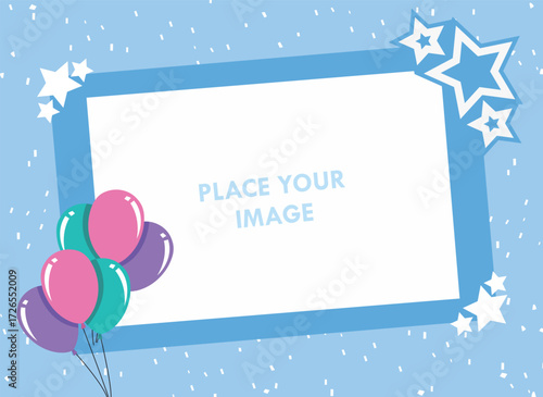 Photo frame collage design with blue theme vector
