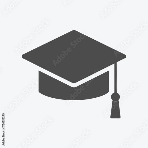 A classic black graduation cap signifies education success, representing academic achievement and scholarly pursuit