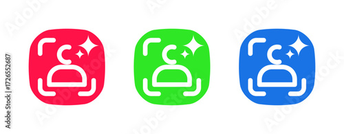 Icons for AI-driven face recognition and user authentication.