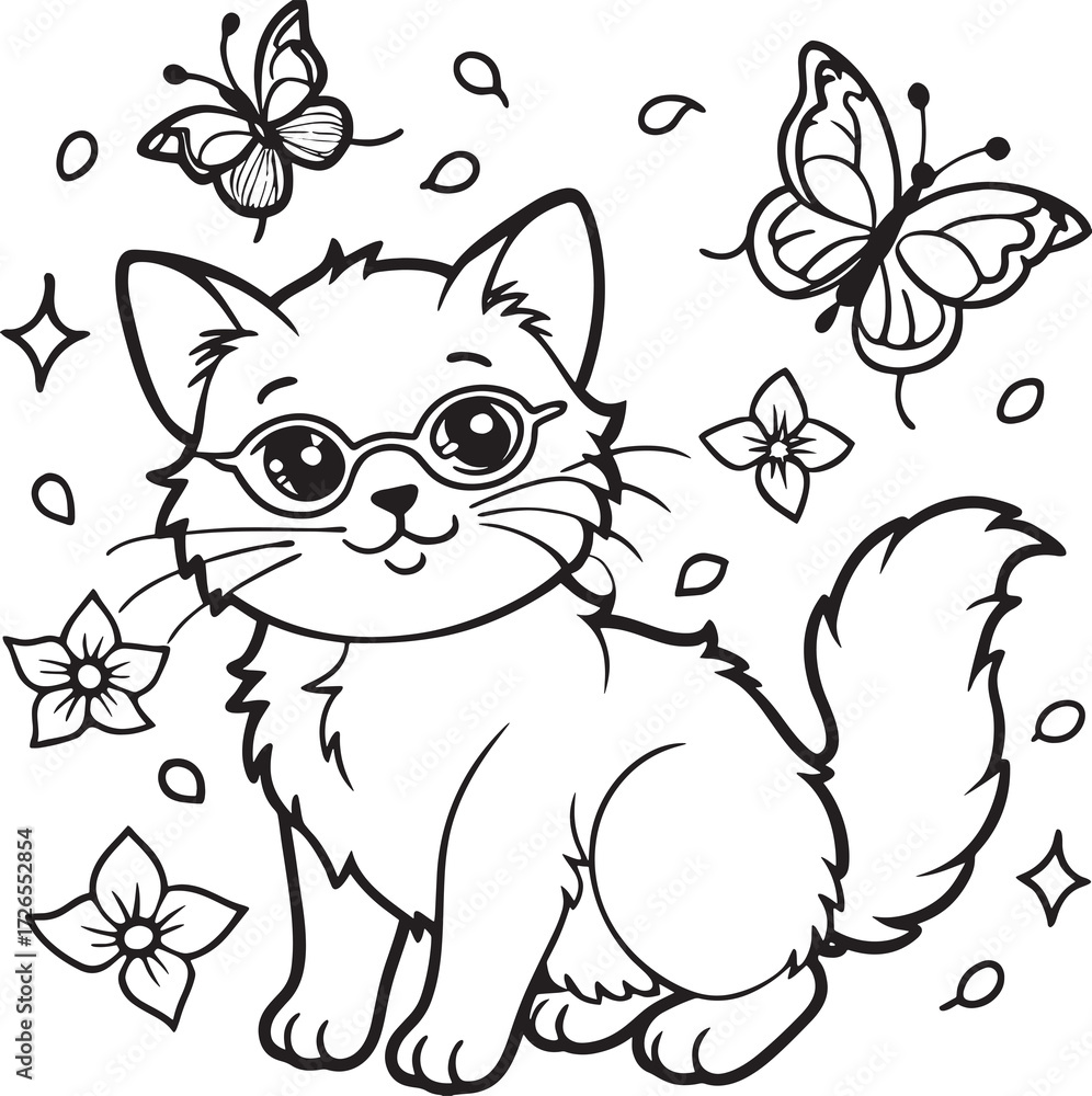 Obraz premium Cute Baby Cat Coloring Page 