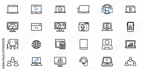 Dynamic collection of business and technology icons representing collaboration, communication, and digital productivity for modern enterprises.
