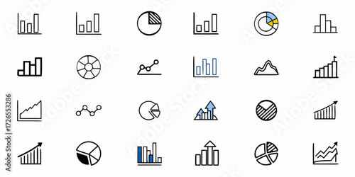 Dynamic collection of hand drawn charts and graphs illustrating business growth and financial data analysis with modern appeal