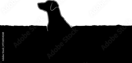 Konstfotografi Loyal dog silhouette looking attentively, representing companionship and unwaver