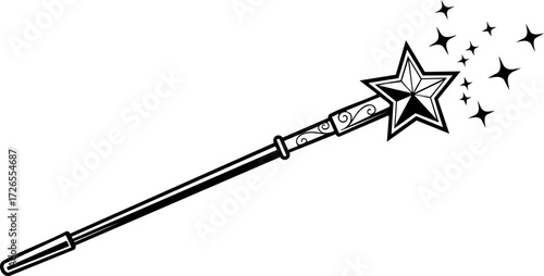 Tableau sur toile Magical star wand with sparkling stars, embodying fantasy, dreams, and enchanting possibilities for creative projects