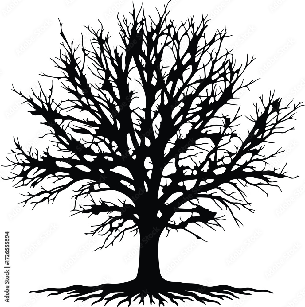 Obraz premium Vector Bare tree branches silhouette isolated on white background Illustrator