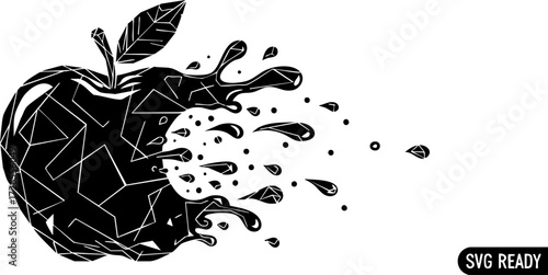 Obraz na plátně Dynamic abstract apple dissolving into energetic liquid splashes for modern desi