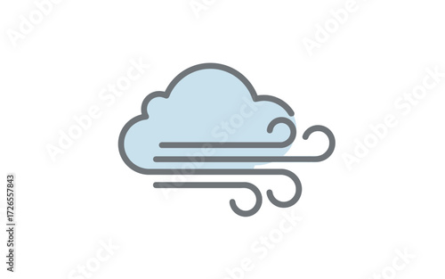 A simple illustration of a cloud with wind blowing, representing windy weather conditions.