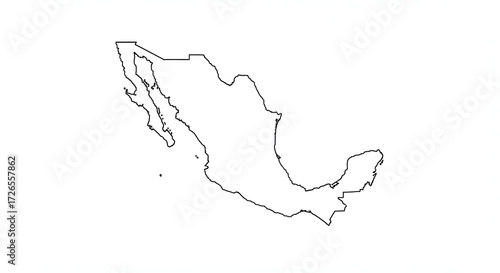 Outline map of mexico on a white background