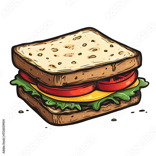 Colorful sandwich illustration against transparent background