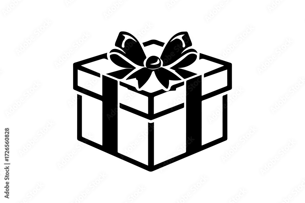 Obraz premium Gift box design featuring elegant bow and contrasting stripes, perfect for celebrations