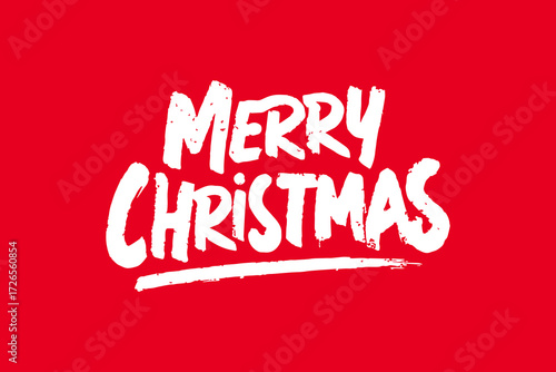 Bold text "Merry Christmas" on vibrant red background evokes festive cheer and warmth