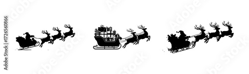 Classic sleigh silhouette with reindeer, evoking holiday spirit and joy