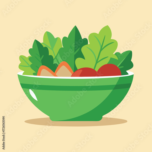 A vibrant green bowl overflowing with fresh crisp lettuce and bright red tomatoes a healthy and delicious salad perfect for a light meal or side dish illustration
