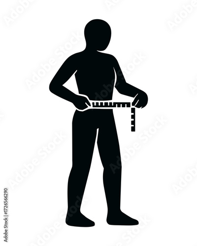 Simple graphic of an individual monitoring their waistline size for diet and weight loss goals