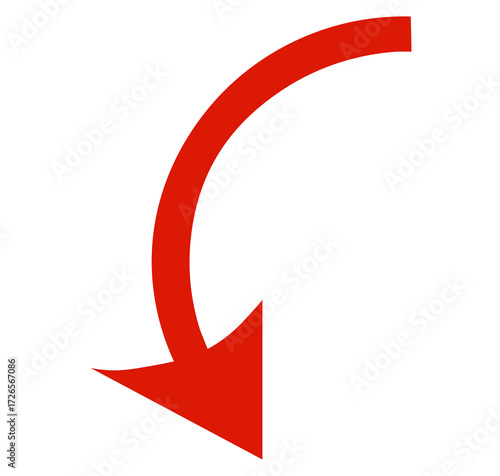 Free Download red curved down arrow icon on white background - GFXLoad