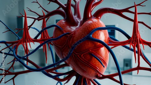 Human heart with arteries and veins medical anatomy concept
