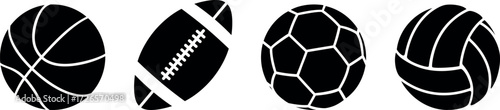 Sports ball set. Isolated sports ball on white background