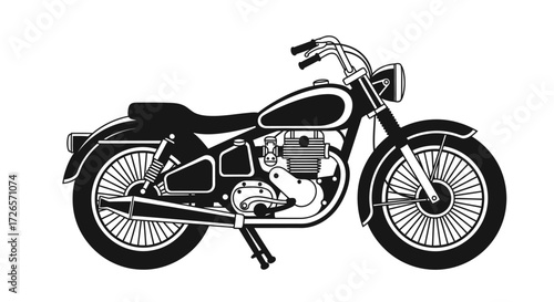 Detailed illustration of a classic motorcycle showcasing vintage design elements and intricate
