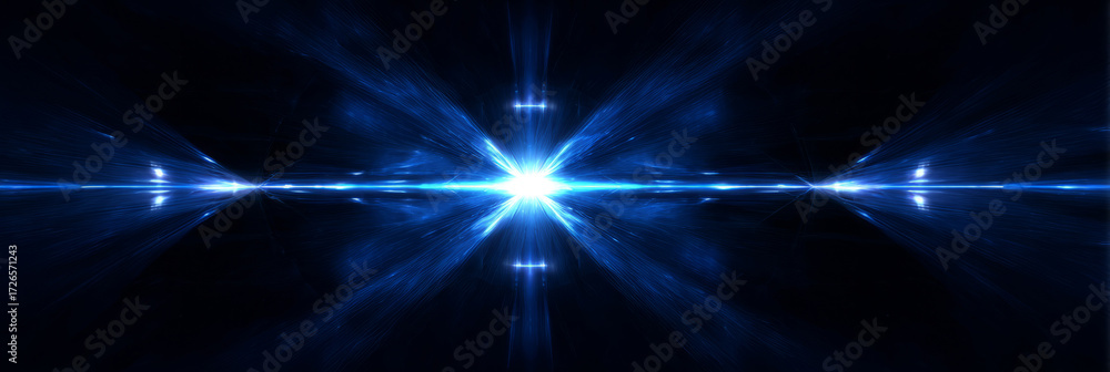 Fototapeta premium Abstract Sci-Fi Horizon with Radiating Light Beams