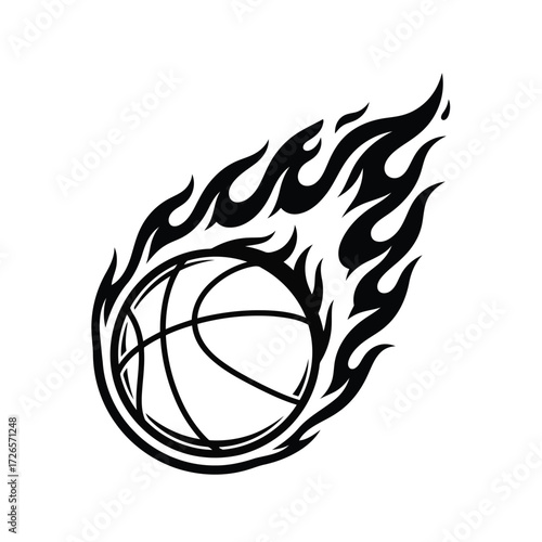 Vector illustration of vector art of flaming basketball