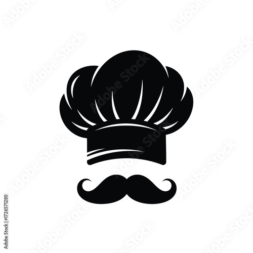 Vector illustration of vector art of chef hat and mustache icon