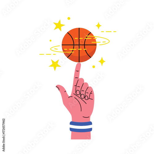 Vector illustration of vector art of hand spinning a basketball on a finger