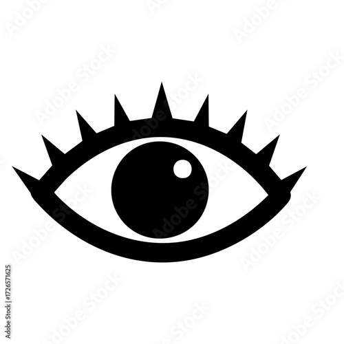 Black eye icon with spikes in minimalist style  