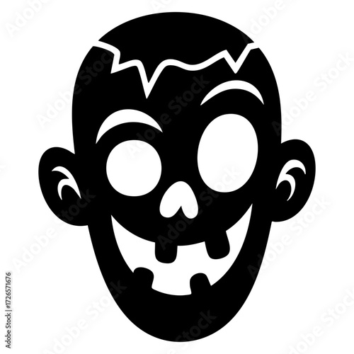 Funny monster face with exaggerated features and wide grin. Isolated  