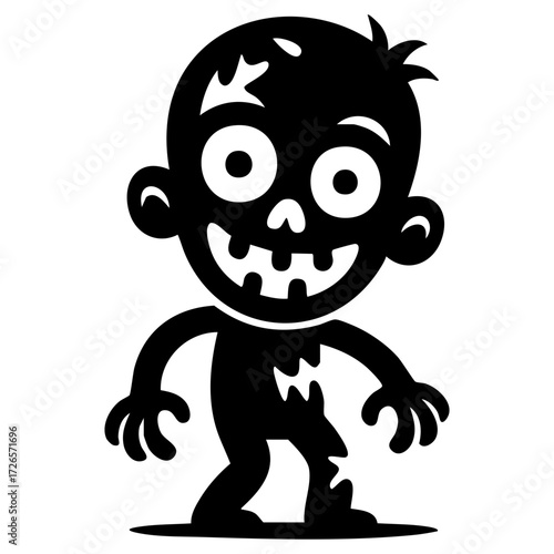 Funny zombie character with a playful expression and jagged features  