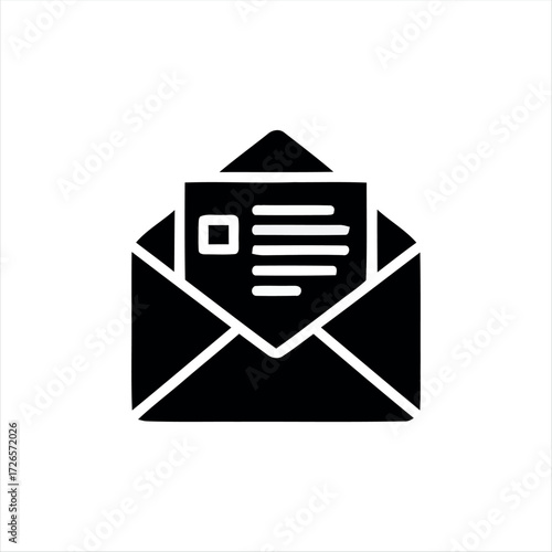 A simple black envelope mail icon representing email, messages, or contact. Ideal for standalone use in apps, websites, or print.