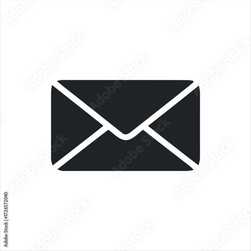 A simple black envelope mail icon representing email, messages, or contact. Ideal for standalone use in apps, websites, or print.