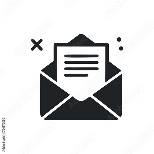 A simple black envelope mail icon representing email, messages, or contact. Ideal for standalone use in apps, websites, or print.