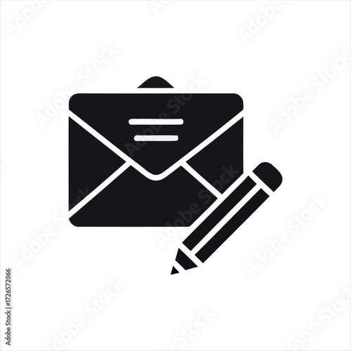 A simple black envelope mail icon representing email, messages, or contact. Ideal for standalone use in apps, websites, or print.