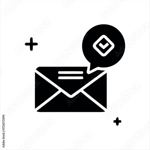 A simple black envelope mail icon representing email, messages, or contact. Ideal for standalone use in apps, websites, or print.