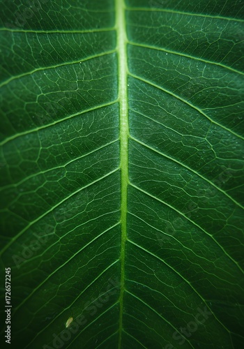 Close up of a green leaf vein
